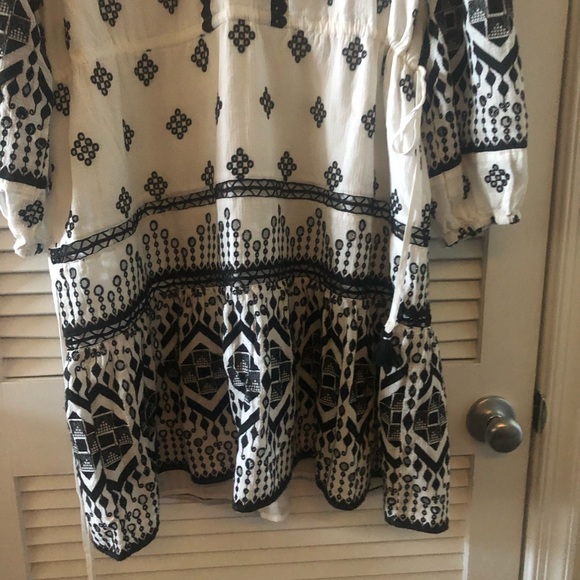Anthropologie Francine Eyelet Mini Dress Tunic white black Embroidered LP NWOT - Picture 7 of 11